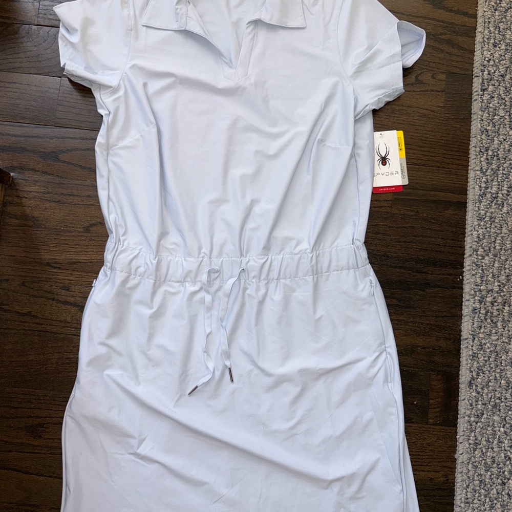NWT- orig $89 Spyder Women’s M Mist Blue Drawstring Polo Dress